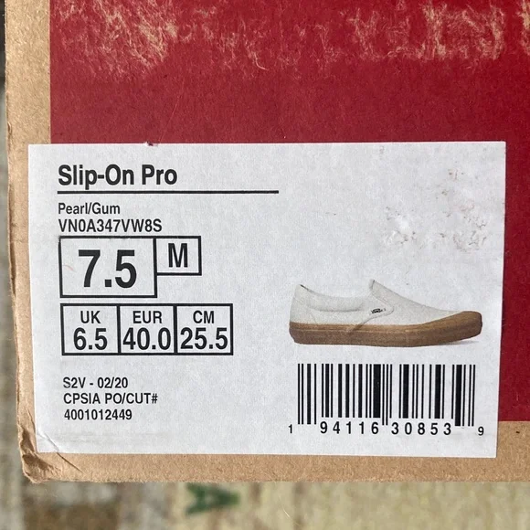 Vans Slip-On Pro Shoes Sneakers Pearl Gum White Tan Size 9 Women’s = 7.5 Mens - Picture 4 of 16